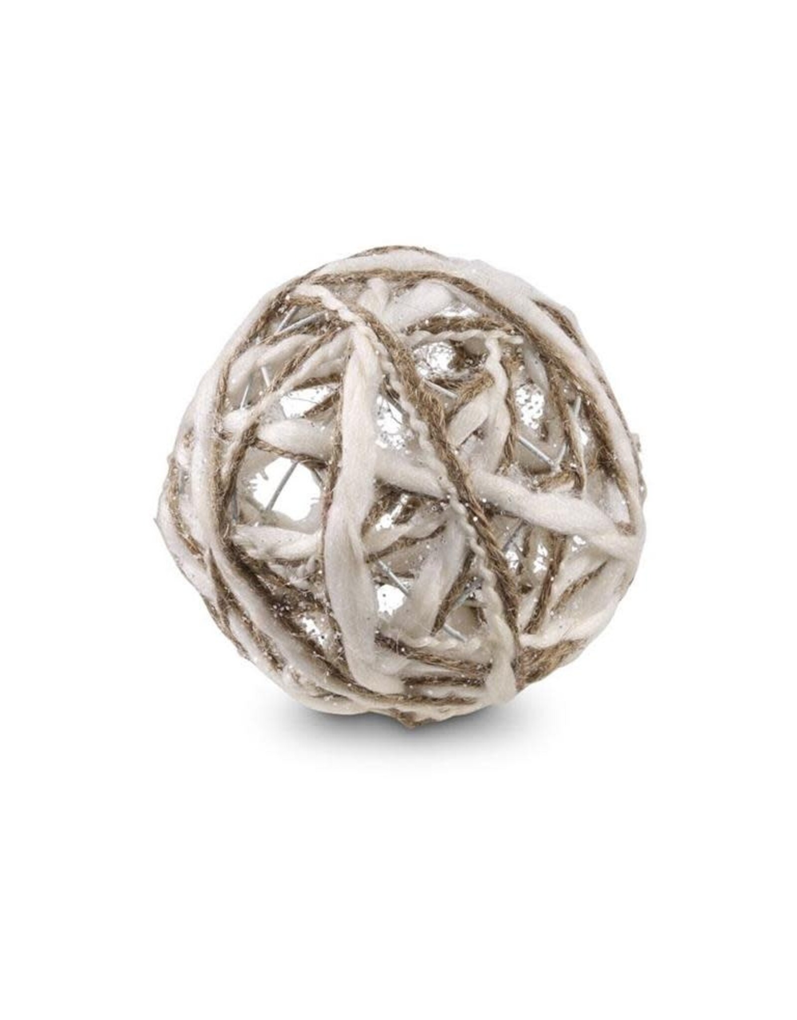 4 Inch Cream and Tan Yarn Ball Ornament 53637A