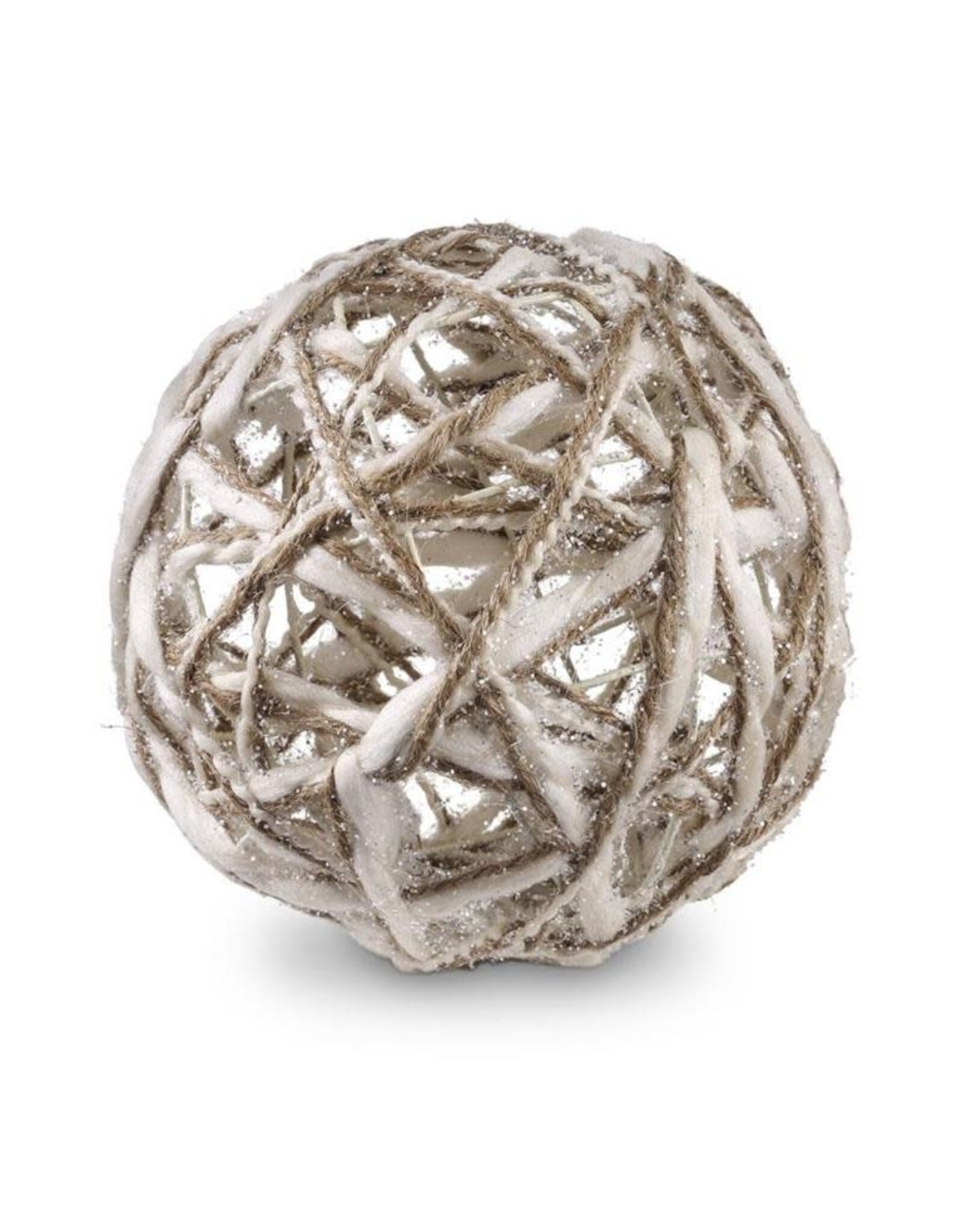 6 Inch Cream and Tan Yarn Ball Ornament  53637B