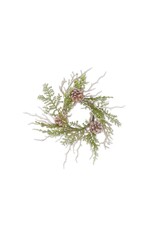12 Inch Juniper Candle Ring w/Twigs Pinecones 53962E