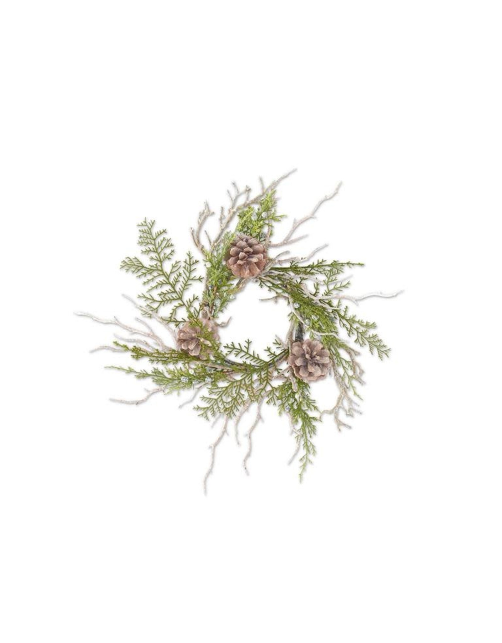 12 Inch Juniper Candle Ring w/Twigs Pinecones 53962E