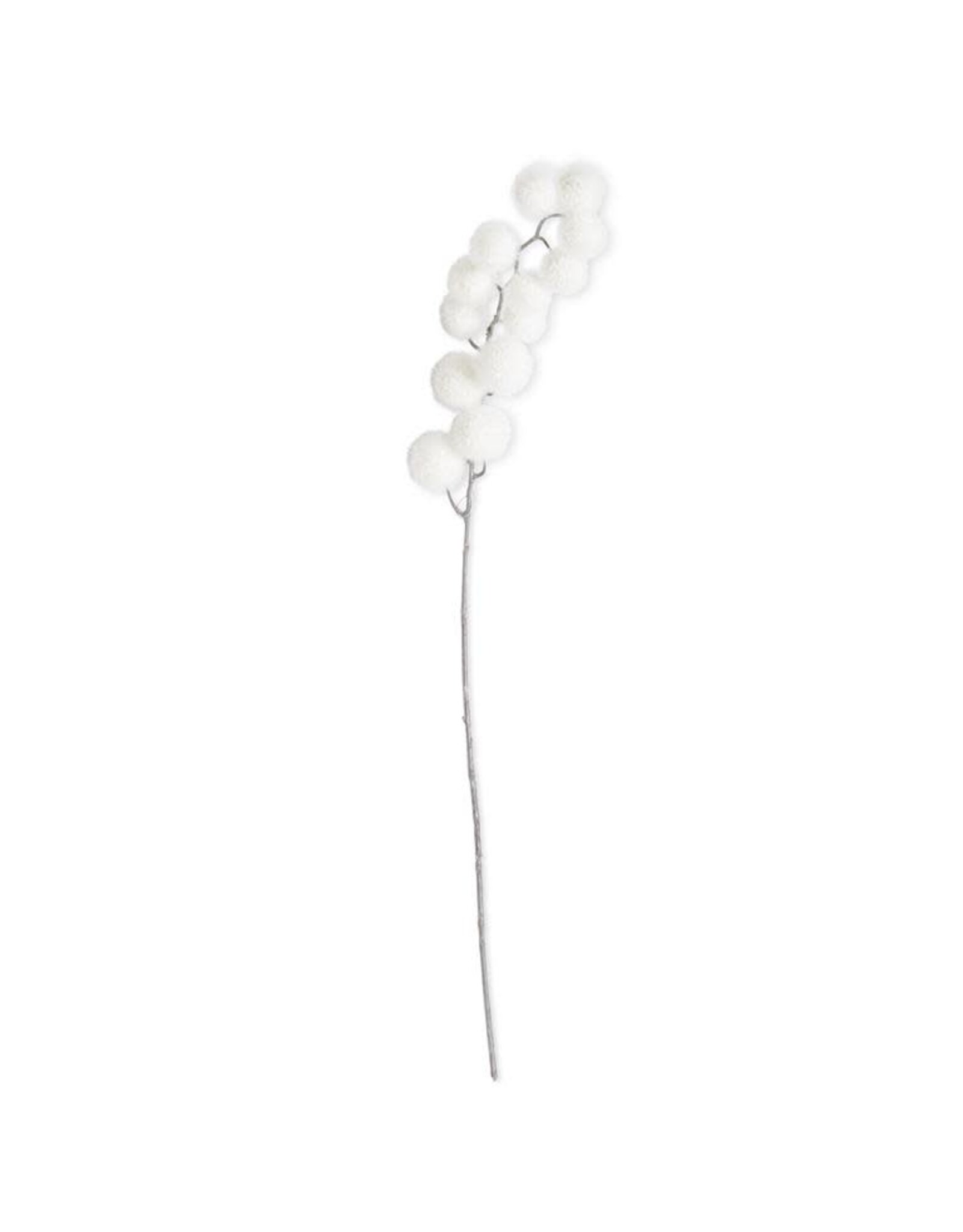 32 Inch White Snowy Glittered Pom Pom Spray 54466D