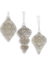 Assorted 6 Inch Glittered Silver Mercury Glass 54753B