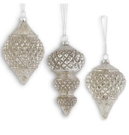 Assorted 6 Inch Glittered Silver Mercury Glass 54753B