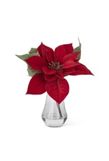 10 Inch Poinsettia in Clear Glass Vase 54767E