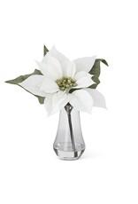 10 Inch Poinsettia in Clear Glass Vase 54767E
