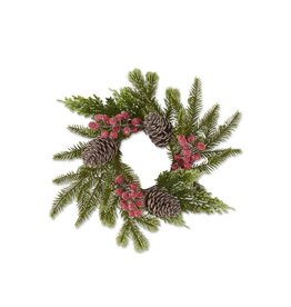 13 Inch Glittered Icy Mixed Pine Candle Ring 55120B