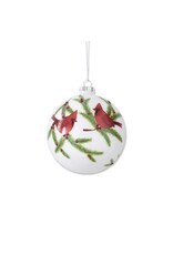 5.25 Inch Glittered White Round Glass Ornament  55395A