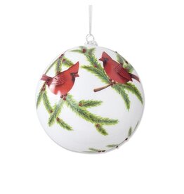 6 Inch Glittered White Round Glass Ornament  55395B