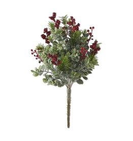 14 Inch Boxwood Pine & Red Berries Bush  55564A