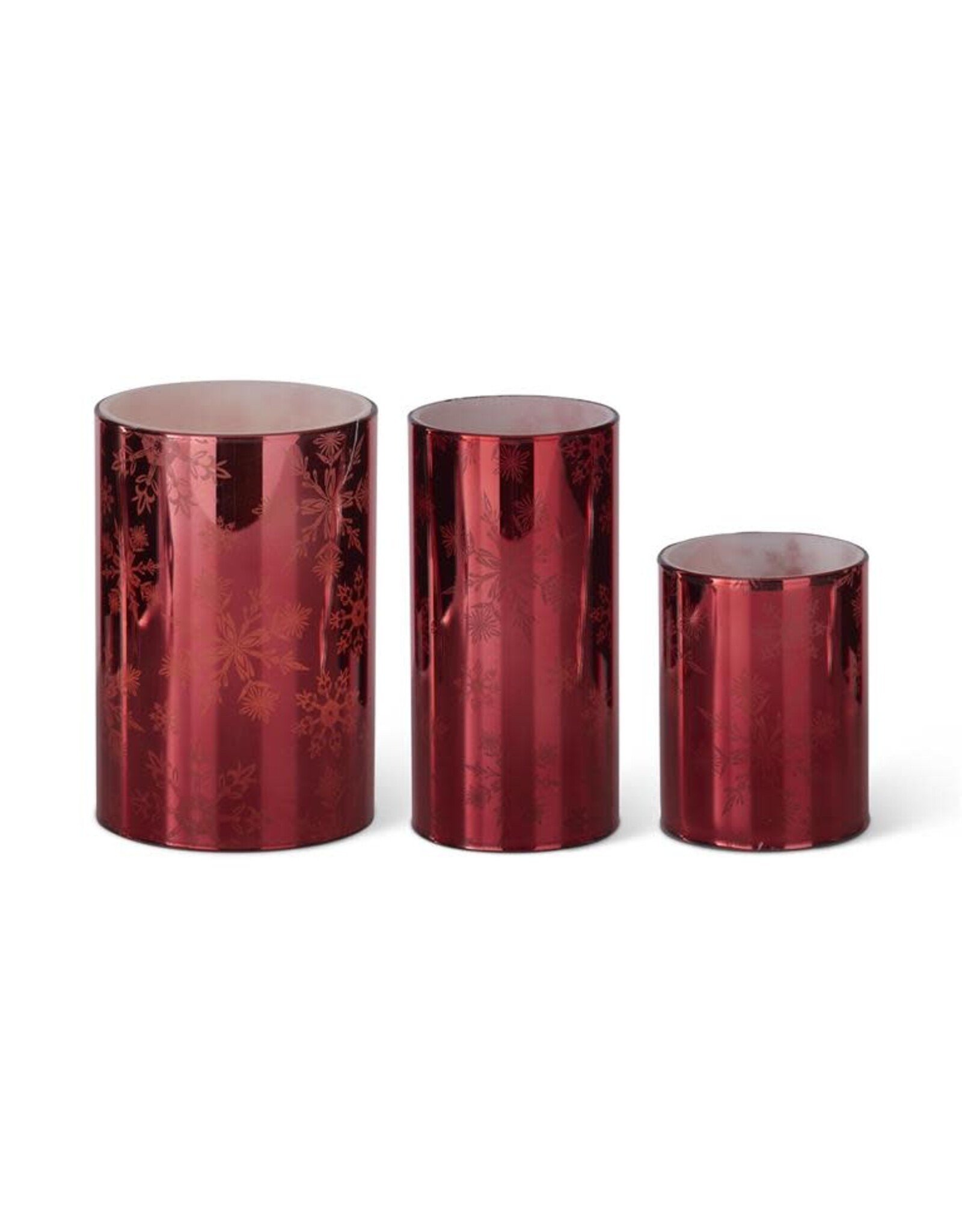 Red Mirrored LED Candles w/Timer 55734A-RD