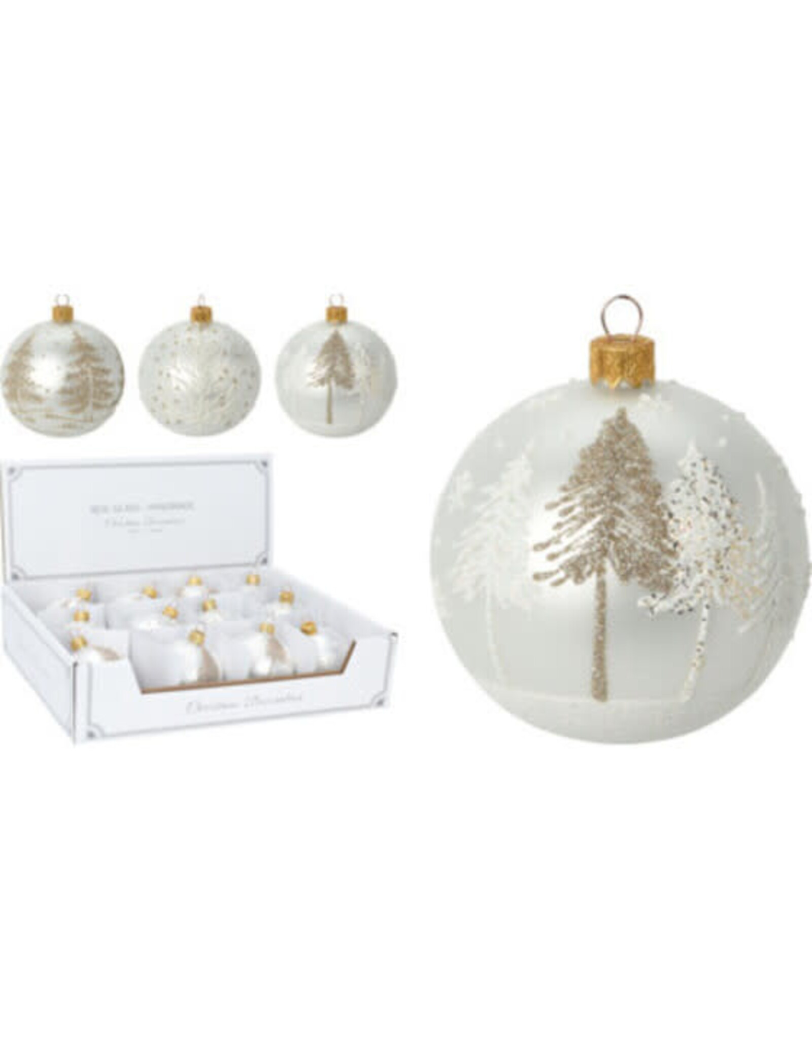 Christmas Ball Tree 80mm 3 styles white AVG115880
