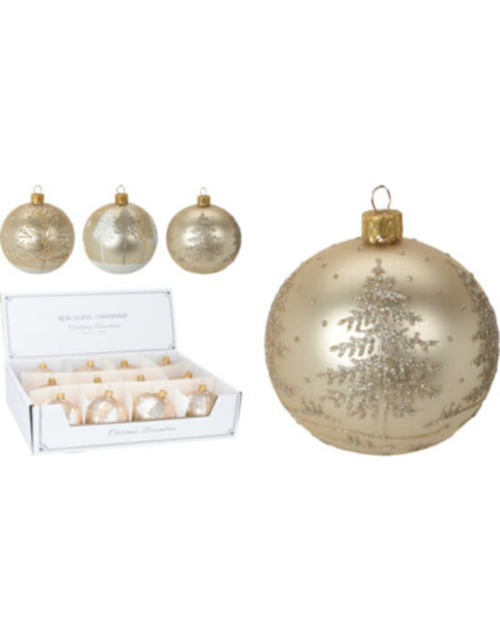 Christmas Ball Tree 80mm 3 styles Gold AVG115910