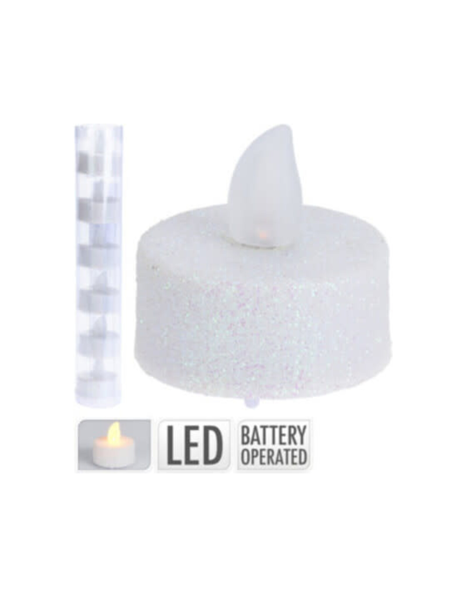 Tealight Led White Glitter 6pc set AX5990640