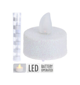 Tealight Led White Glitter 6pc set AX5990640