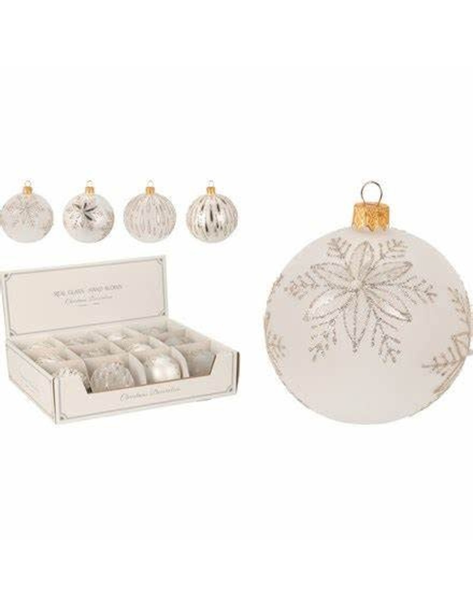 Christmas Ball  80mm White 4 styles AVG118420