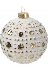 Christmas Glass Wht/Gold Ornament ABT316430