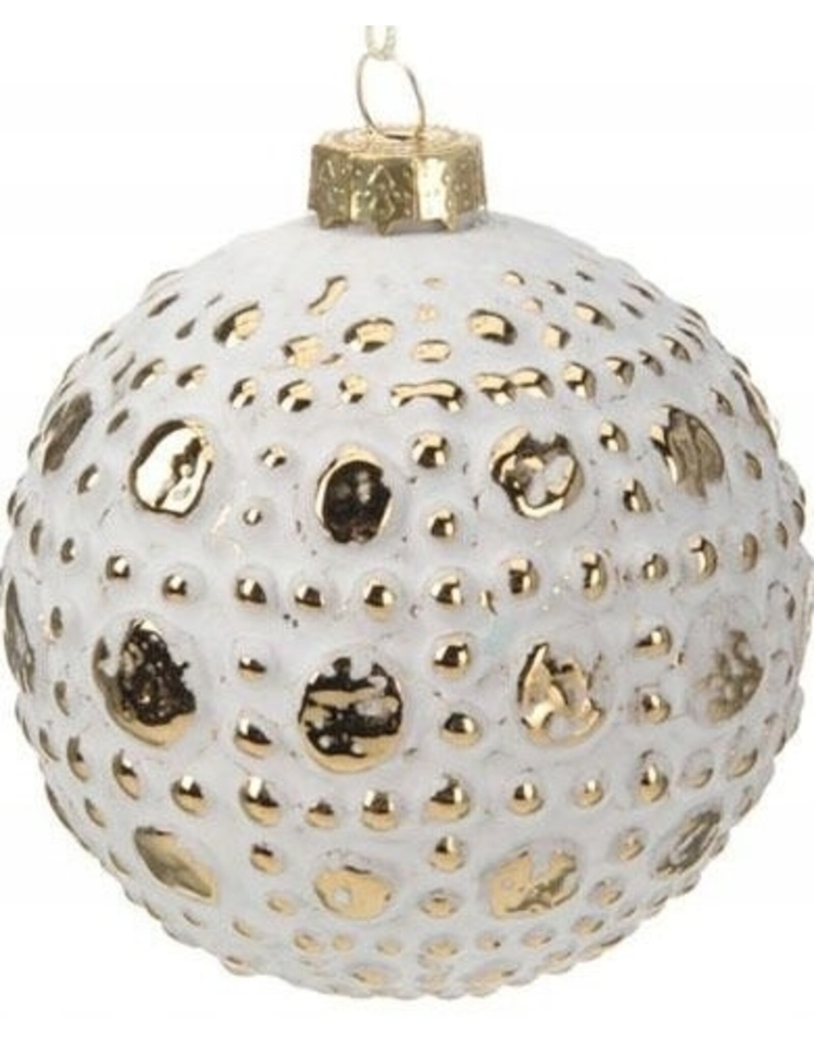 Christmas Glass Wht/Gold Ornament ABT316430