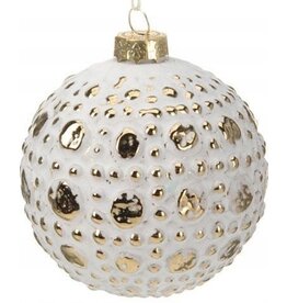 Christmas Glass Wht/Gold Ornament ABT316430