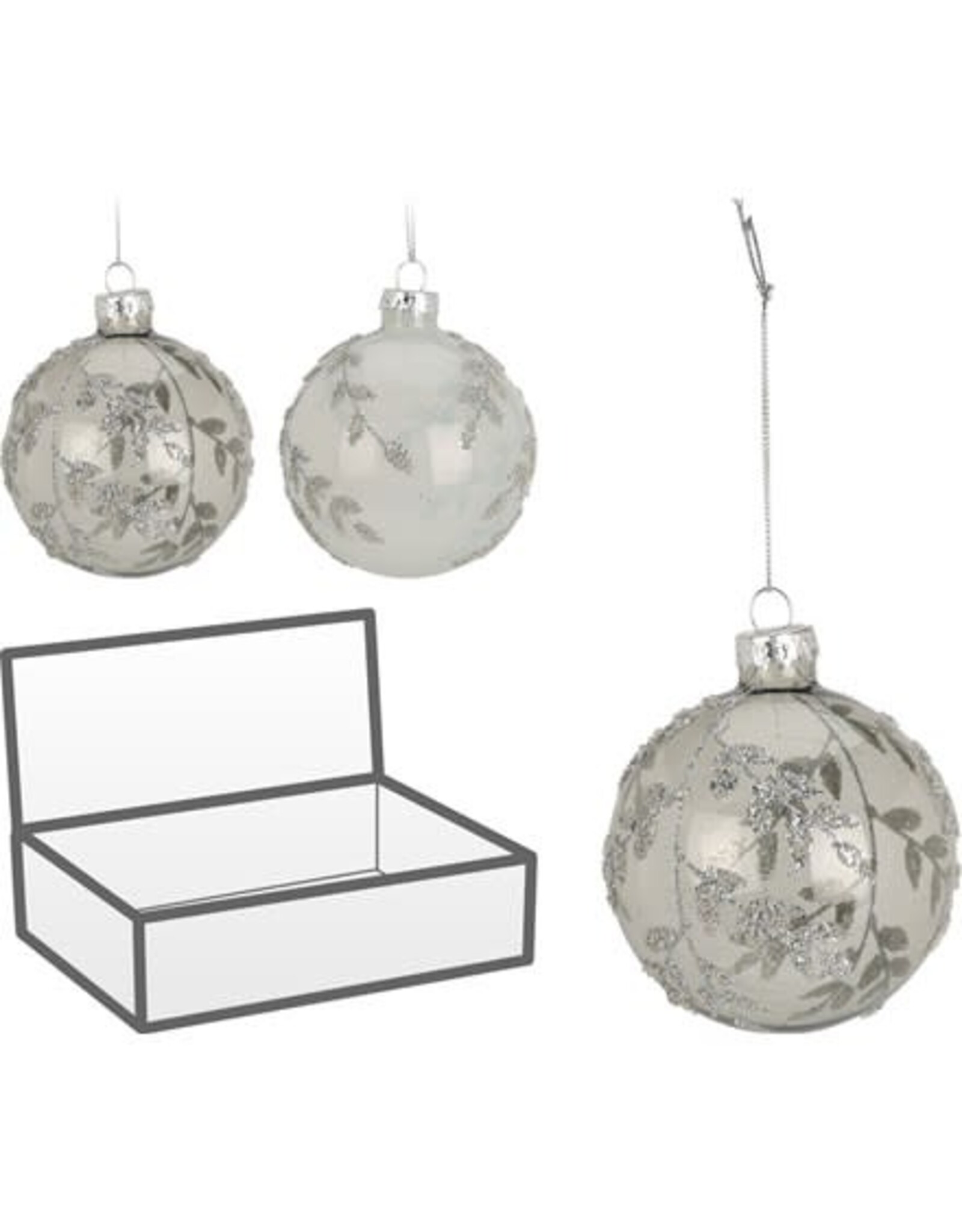 Christmas Ball  80mm 2 styles Leaf White ABT632300