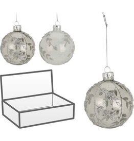 Christmas Ball  80mm 2 styles Leaf White ABT632300