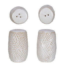 Debossed Stoneware Salt & Pepper Shakers, Set of 2 AH3300