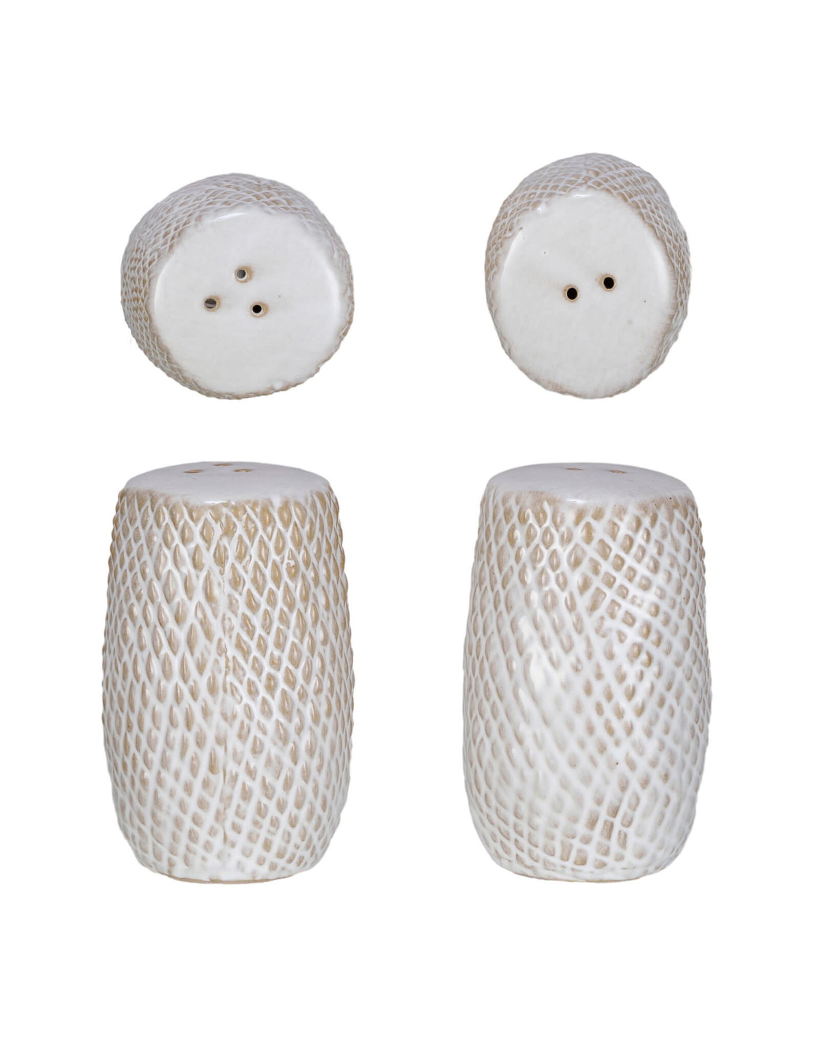 Debossed Stoneware Salt & Pepper Shakers, Set of 2 AH3300