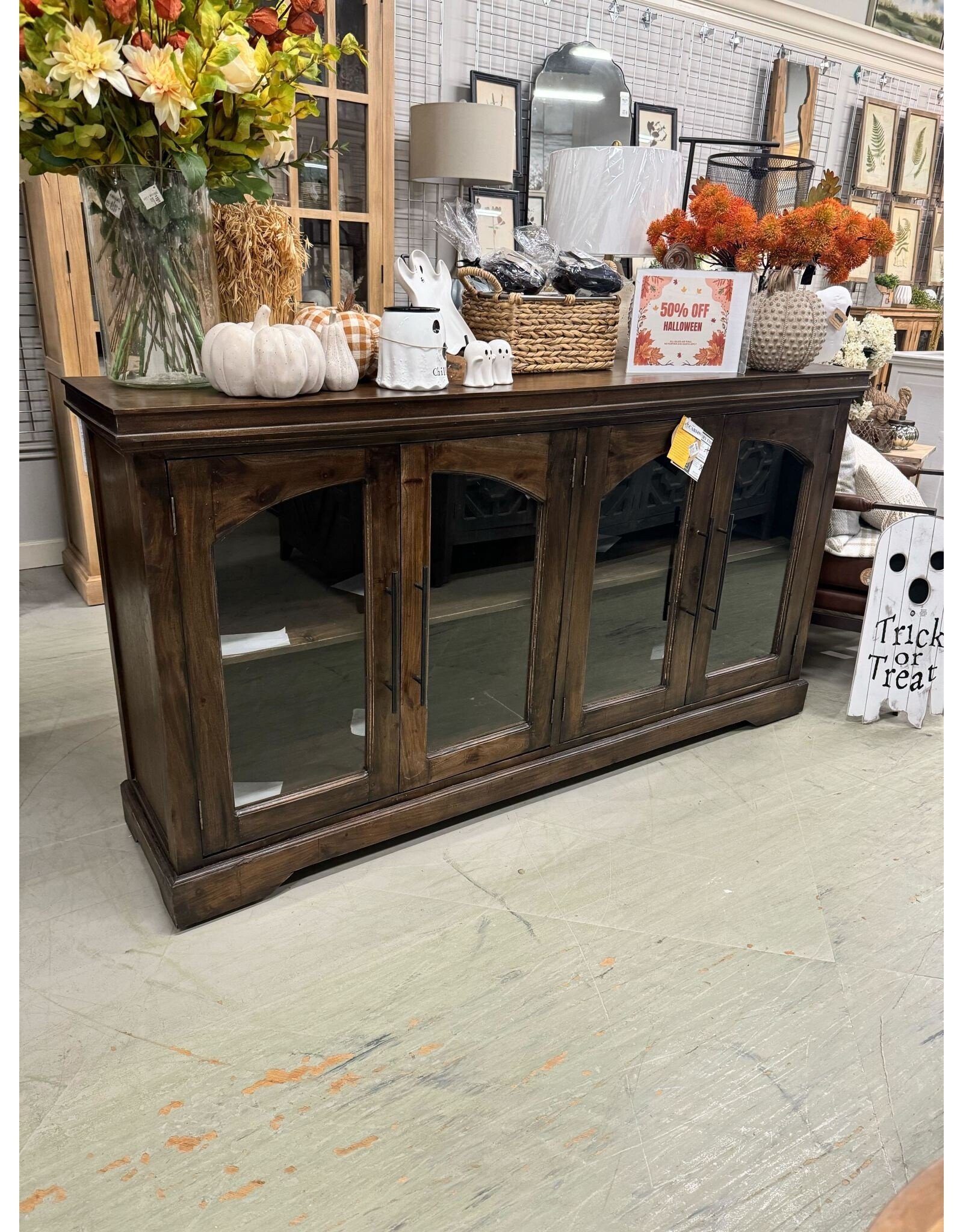 CAB349 Glazed Credenza 4GD w/Bar Handle 72x16.8x38.2"H