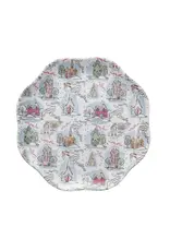 Bamboo Melamine Scalloped Plate w/ Holiday Pattern, Multi Color  XS5847