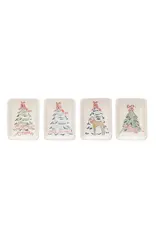 Stoneware Dish w/ Christmas Tree & Animal/Saying, 4 Styles, Each XS6007A