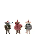 5.5" Wool Felt Mouse w/ Faux Fur Sweater, 3 Styles,  Each  XS6636A