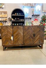 CAB274 Herringbone Credenza 4 Dr 66.1 x 15 x 38.6