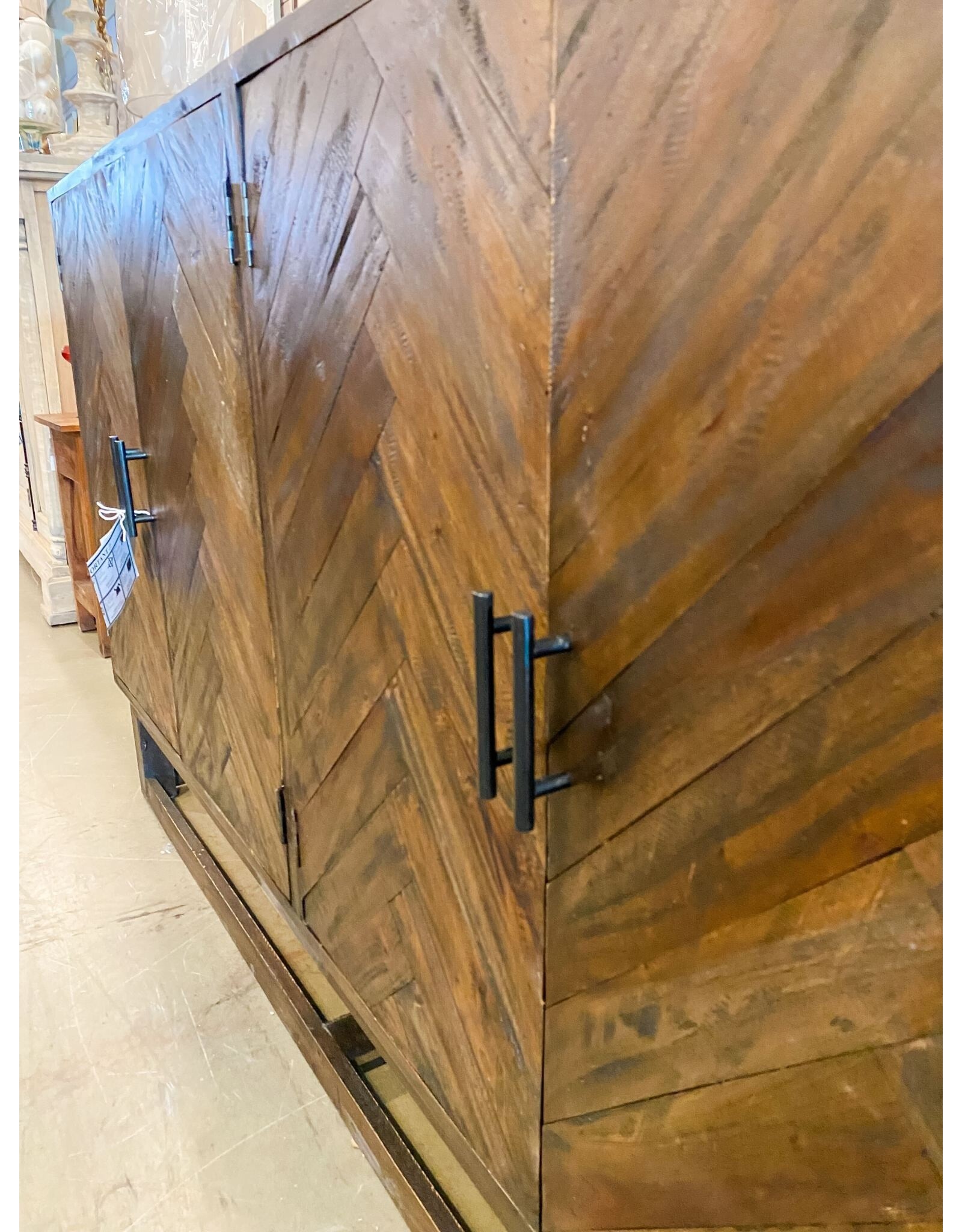 CAB274 Herringbone Credenza 4 Dr 66.1 x 15 x 38.6