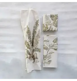 Cotton & Linen Printed Tea Towel w/ Botanical Image & Loop, 3 Styles, Each DF6730A