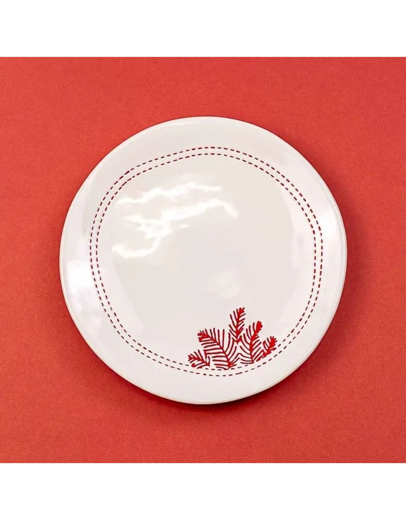 Christmas Fir Plate White/Red 6.5" 107924026