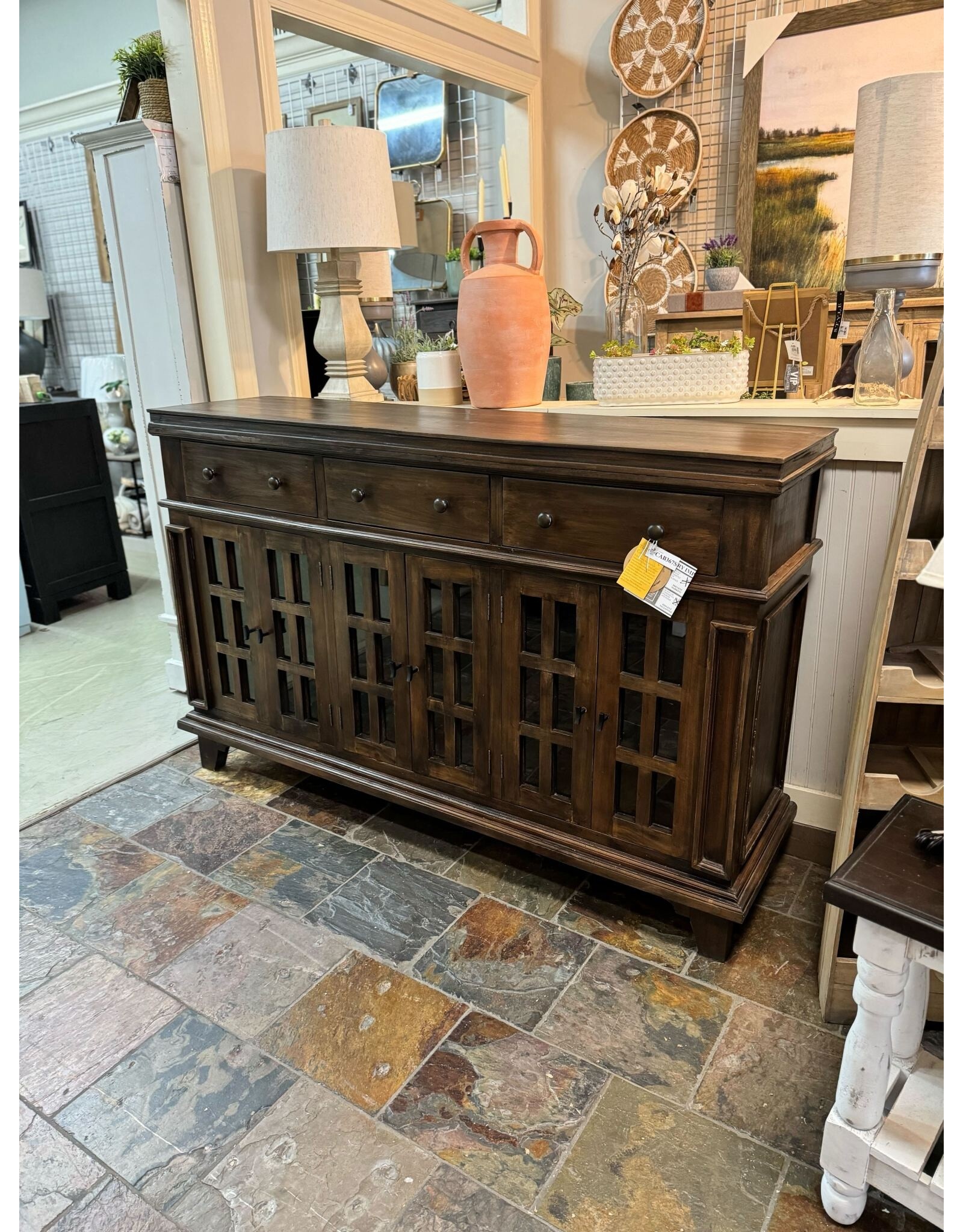 CAB367 Panel Credenza 6GD 3 drw w/RG 64.6x17.7x42.1"H