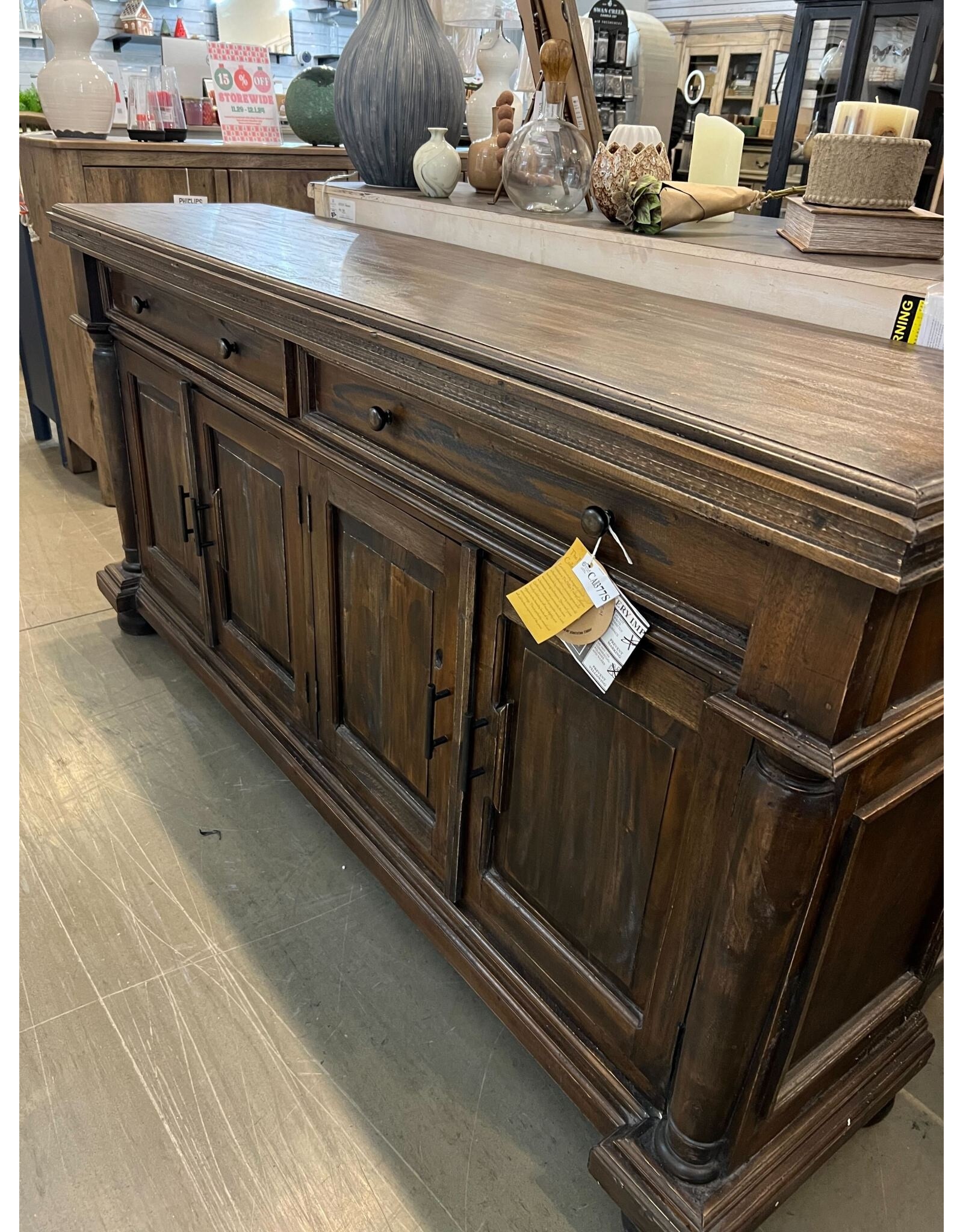 CAB377 Pillar Credenza 4Uniq doors 2 drw w/RG 75.2x18.1x38.2"H