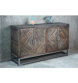 CAB337 Hampshire Sideboard 4Drs Steel Base 66.5x16.8x38.6"H