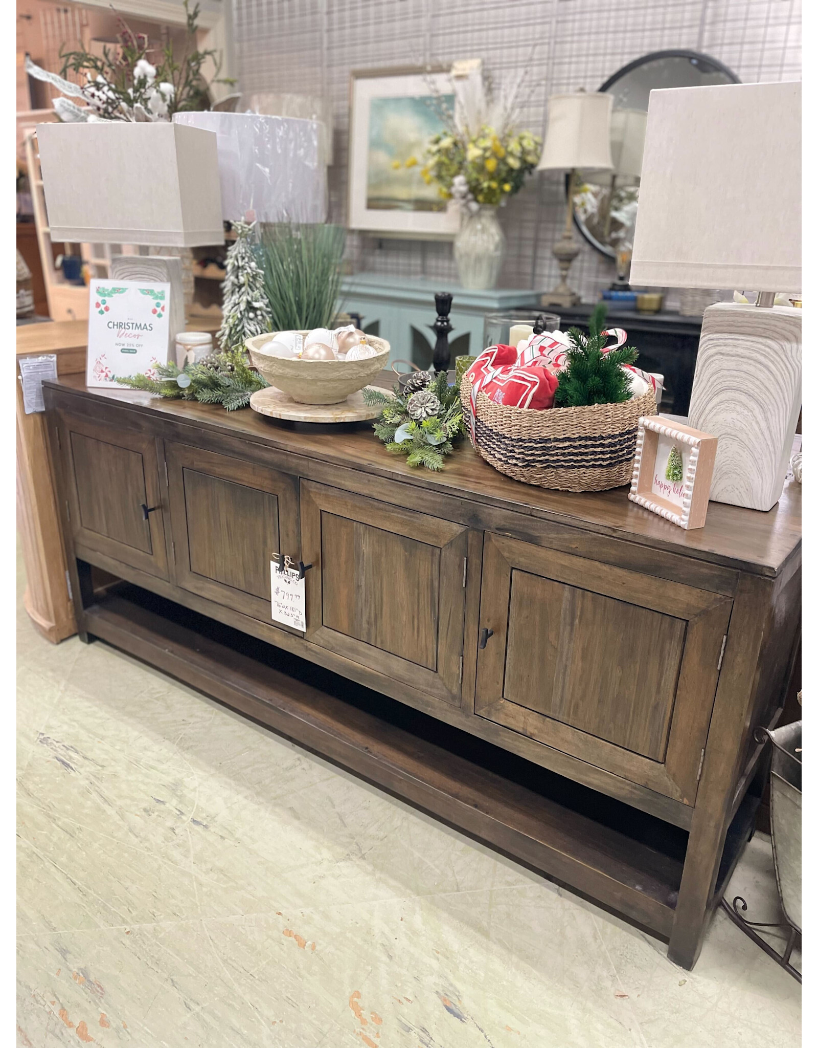 CAB383 Hyatt Sideboard 4Drs 76x18.1x32.2"H