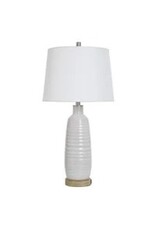 WHITE WASHED Ceramic Table Lamp w/ Type A & C USB Port | 30in | 100 Watts KHL334188