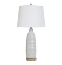 WHITE WASHED Ceramic Table Lamp w/ Type A & C USB Port | 30in | 100 Watts KHL334188