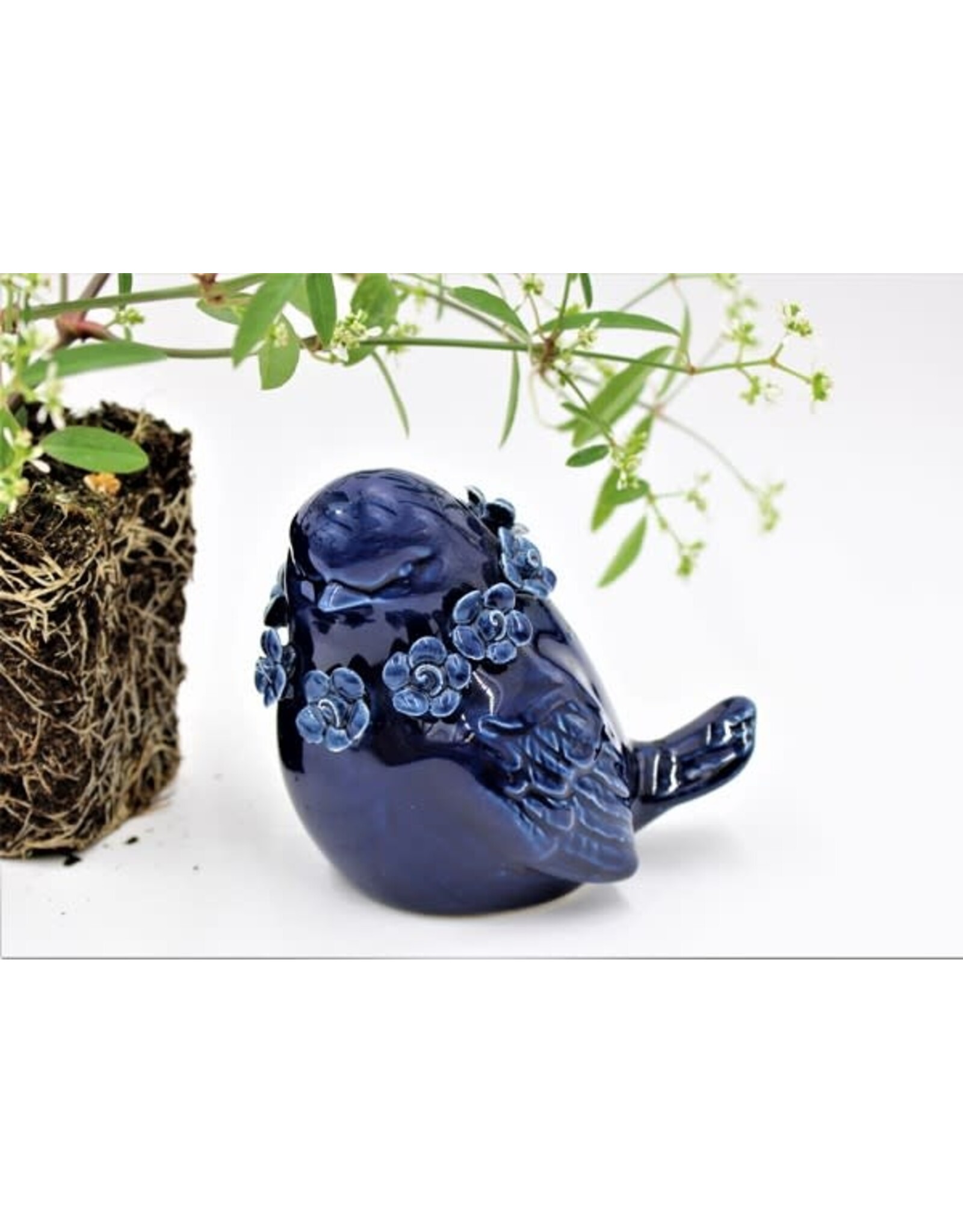 3x3.5x4" Ceramic Bird, Navy HD5378