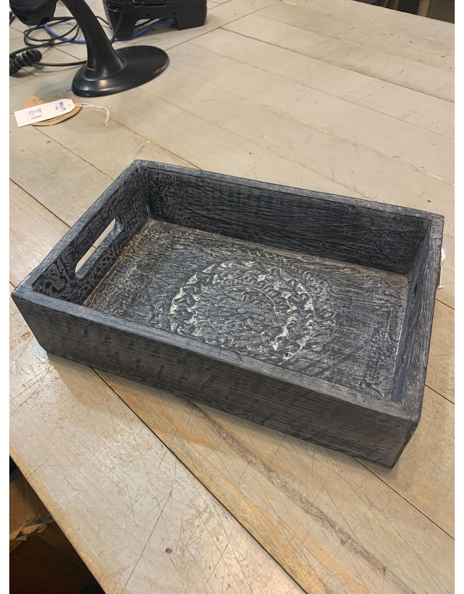 black Floral Tray 22367
