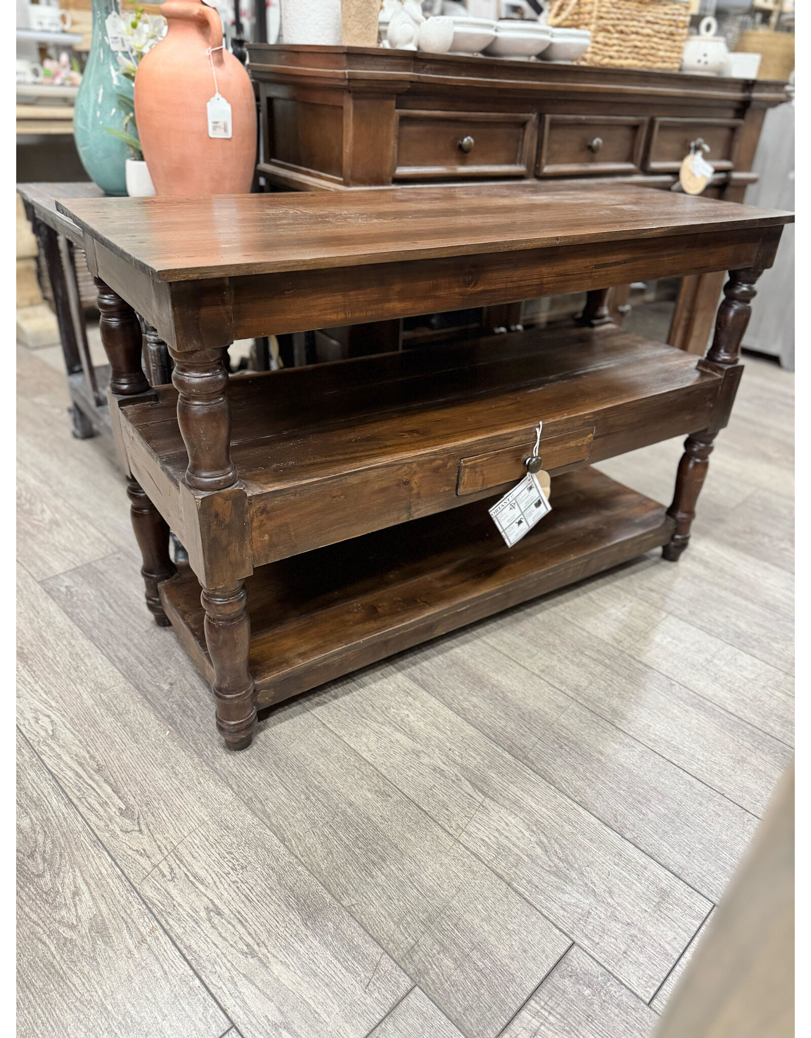 TAB1006 Sofa Table Turned Legs & 1drw 47.2x18.1x30.7"H