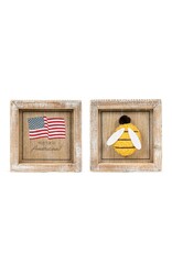 5 x 5 Reversible Wood Frame Sign Bee/Flag 45179
