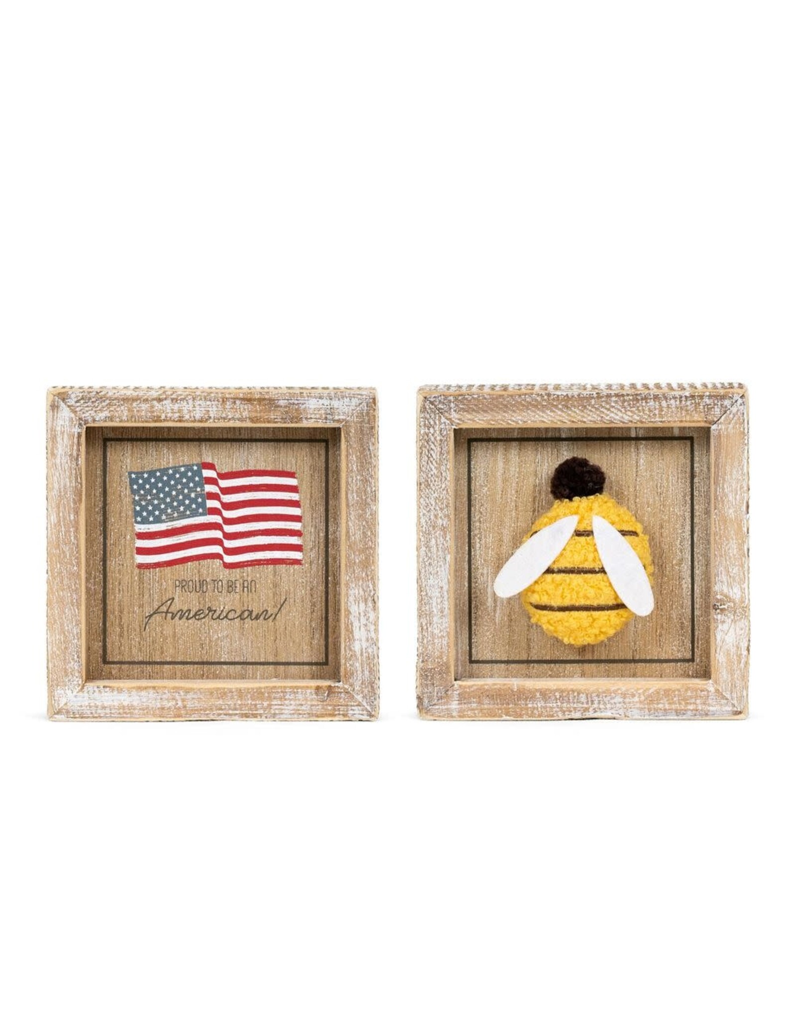 5 x 5 Reversible Wood Frame Sign Bee/Flag 45179
