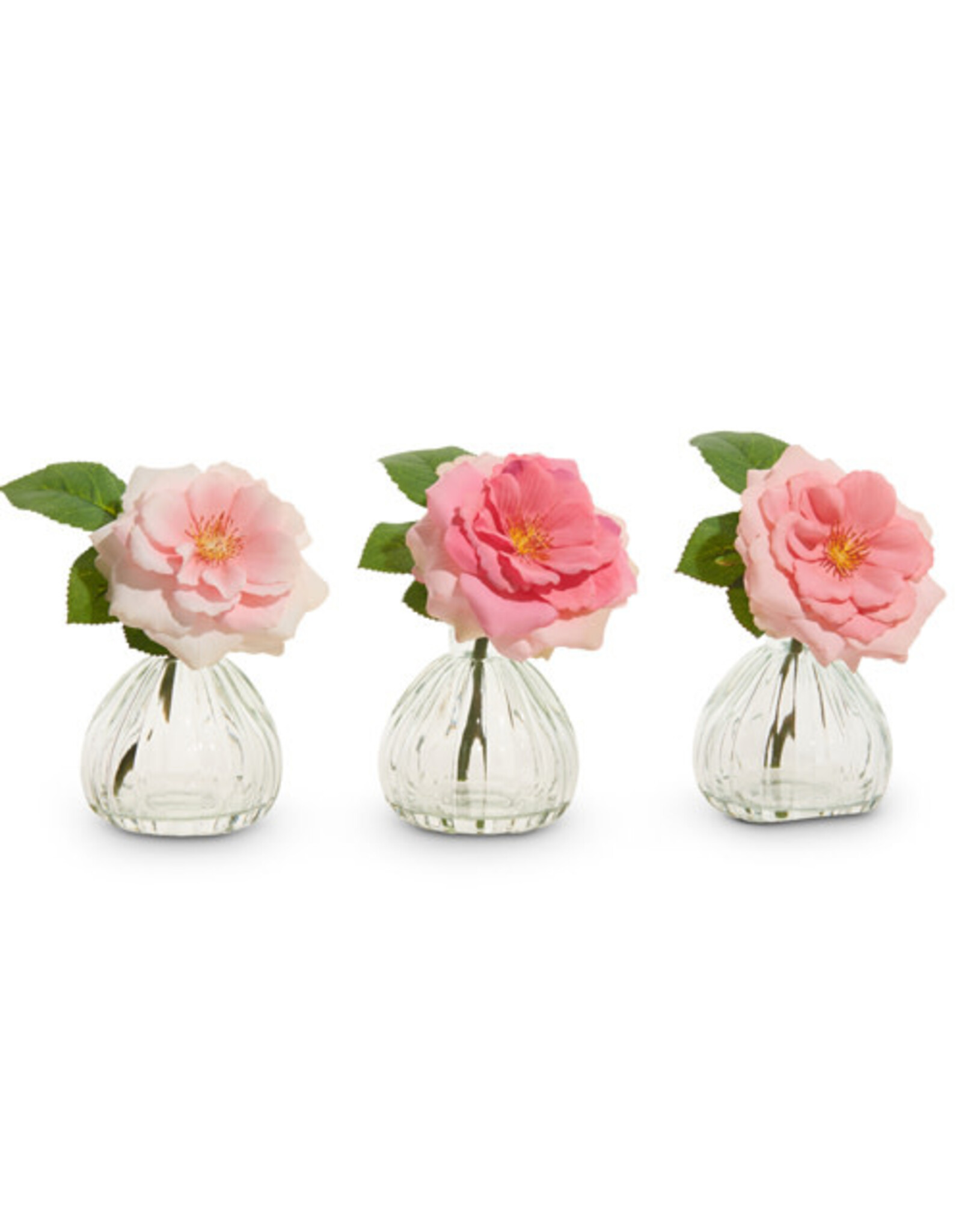 6.5" Pink Rose Stem in Glass Vase 4509824