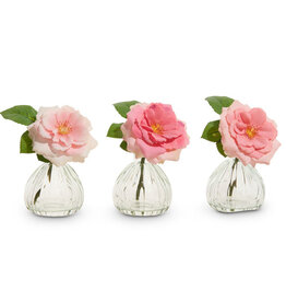 6.5" Pink Rose Stem in Glass Vase 4509824