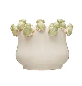 Stoneware Planter W/ Frogs  DF7692