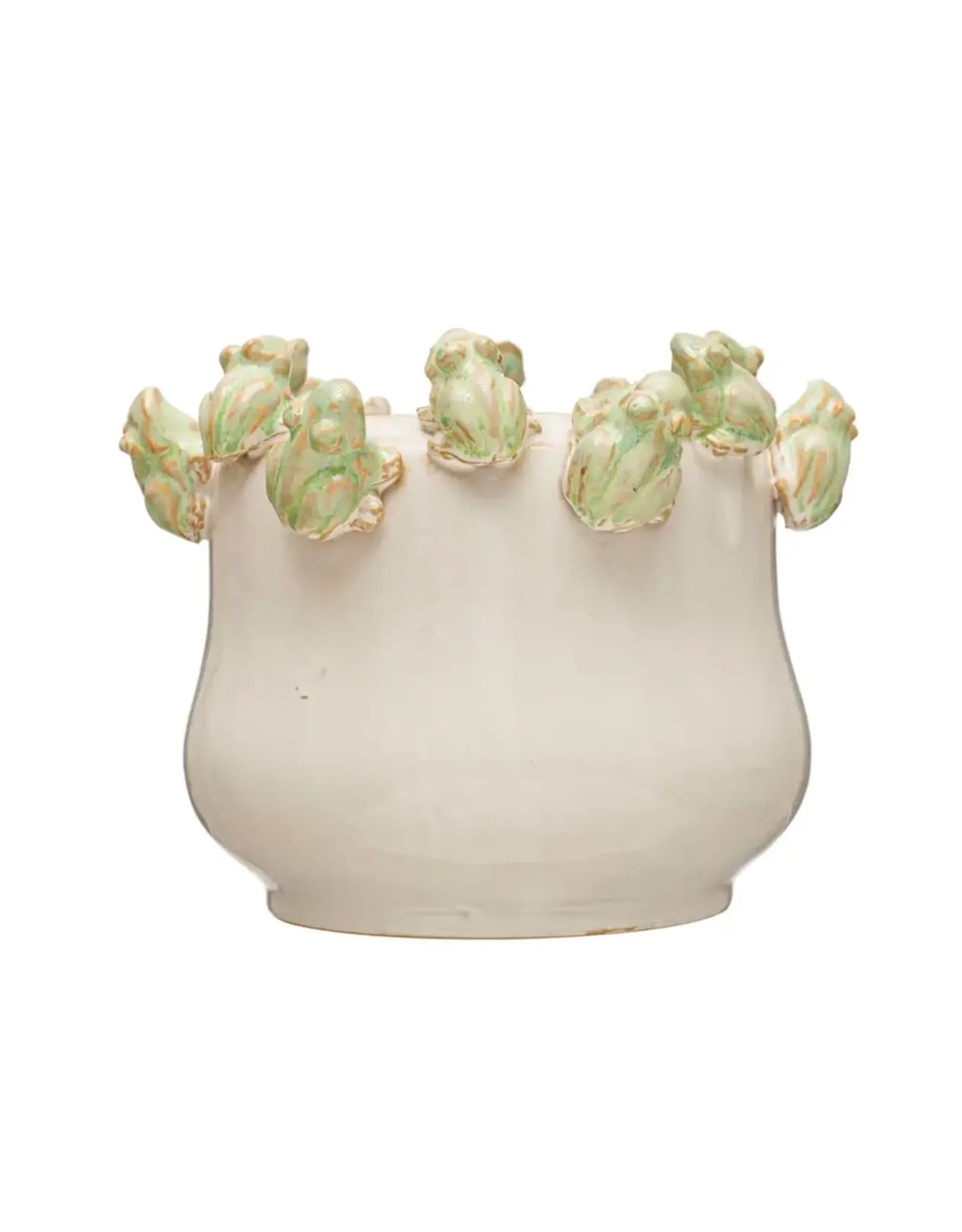 Stoneware Planter W/ Frogs  DF7692