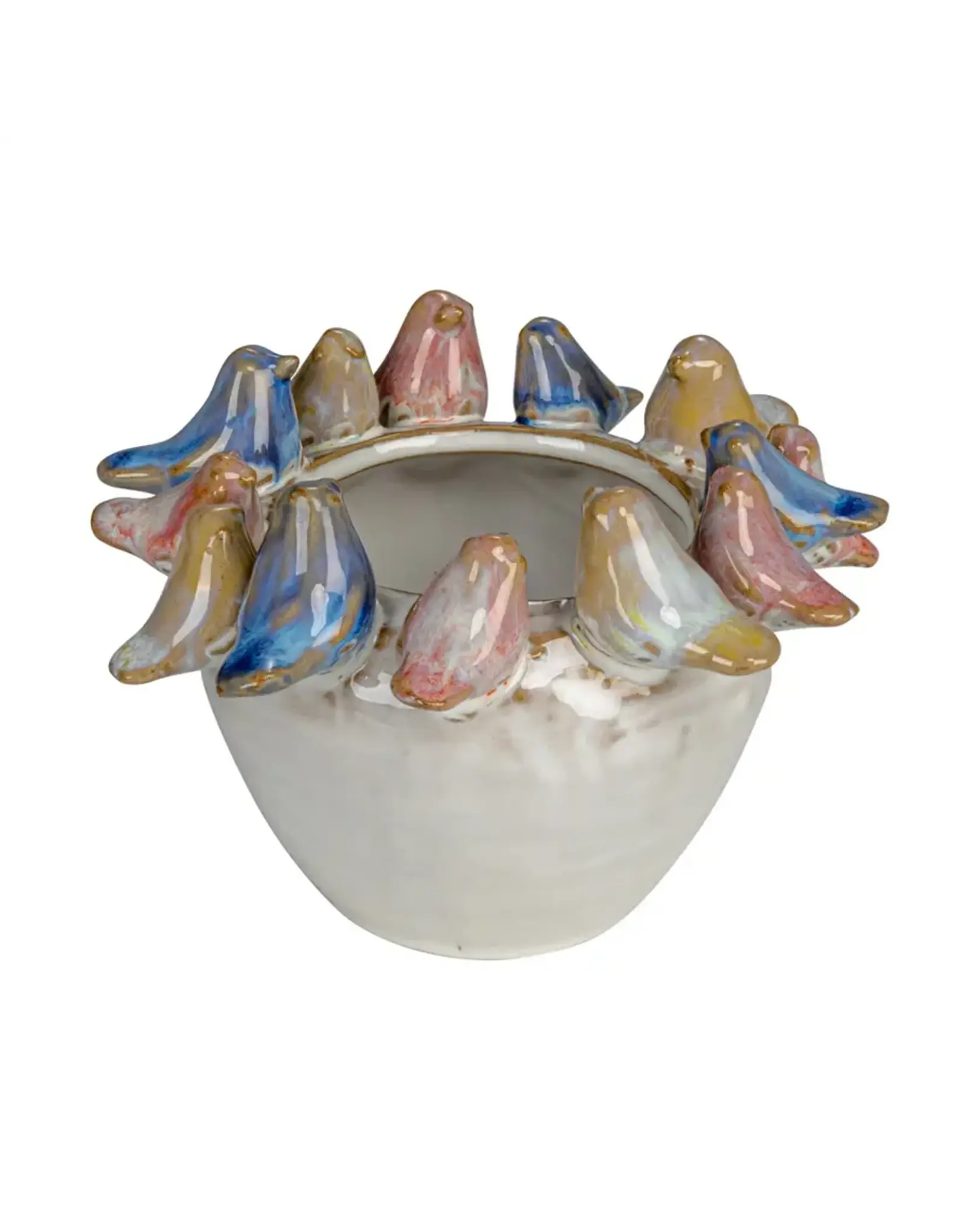 5" Stoneware Planter W/Birds  DF8606